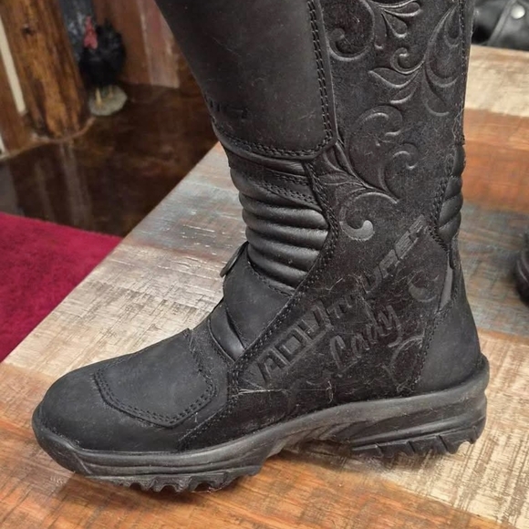 Tall Black Motorcycle Riding Boots - Picture 4 of 7